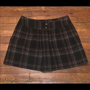 GAP GREEN AND TAN PLAID / TARTAN WOOL MINI SKIRT